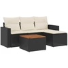 Image de vidaXL Ensemble de salon de jardin 5 pièces avec coussins noir poly rotin