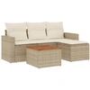 Image de vidaXL Ensemble de salon de jardin 5 pièces avec coussins Beige Poly Rattan