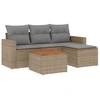 Image de vidaXL Ensemble de salon de jardin 5 pièces avec coussins Beige Poly Rattan