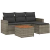 Image de vidaXL Ensemble de salon de jardin 5 pièces avec coussins Gris Poly rotin