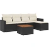 Image de vidaXL Ensemble de salon de jardin 6 pièces avec coussins noir poly rotin