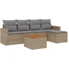 Image de vidaXL Ensemble de salon de jardin 6 pièces avec coussins Beige Poly Rattan