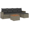 Image de vidaXL Ensemble de salon de jardin 6 pièces avec coussins Gris Poly rotin