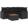 Image de vidaXL Ensemble de salon de jardin 5 pièces avec coussins noir poly rotin