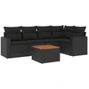 Image de vidaXL Ensemble de salon de jardin 6 pièces avec coussins noir poly rotin