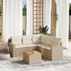 Image de vidaXL Ensemble de salon de jardin 6 pièces avec coussins Beige Poly Rattan
