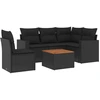 Image de vidaXL Ensemble de salon de jardin 6 pièces avec coussins noir poly rotin