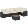 Image de vidaXL Ensemble de salon de jardin 7 pièces avec coussins noir poly rotin