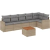 Image de vidaXL Ensemble de salon de jardin 7 pièces avec coussins Beige Poly Rattan