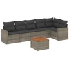 Image de vidaXL Ensemble de salon de jardin 7 pièces avec coussins Gris Poly rotin