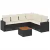 Image de vidaXL Ensemble de salon de jardin 7 pièces avec coussins noir poly rotin