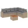 Image de vidaXL Ensemble de salon de jardin 7 pièces avec coussins Beige Poly Rattan