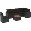 Image de vidaXL Ensemble de salon de jardin 7 pièces avec coussins noir poly rotin