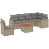 Image de vidaXL Ensemble de salon de jardin 7 pièces avec coussins Beige Poly Rattan