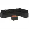 Image de vidaXL Ensemble de jardin canapé 8 pièces avec coussins noir poly rotin