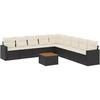 Image de vidaXL Ensemble de 10 canapés de jardin avec coussins noir poly rotin