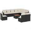 Image de vidaXL Ensemble de salon de jardin 11 pièces avec coussins noir poly rotin
