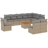 Image de vidaXL Ensemble de salon de jardin 11 pièces avec coussins Beige Poly Rattan
