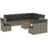 Image de vidaXL Ensemble de salon de jardin 11 pièces avec coussins Gris Poly rotin