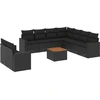 Image de vidaXL Ensemble de 10 canapés de jardin avec coussins noir poly rotin