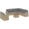 Image de vidaXL Ensemble de salon de jardin 10 pièces avec coussins Beige Poly Rattan