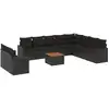 Image de vidaXL Ensemble de salon de jardin 11 pièces avec coussins noir poly rotin