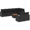 Image de vidaXL Ensemble de salon de jardin 9 pièces avec coussins noir poly rotin