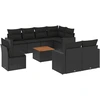 Image de vidaXL Ensemble de salon de jardin 9 pièces avec coussins noir poly rotin