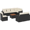 Image de vidaXL Ensemble de salon de jardin 9 pièces avec coussins noir poly rotin