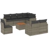 Image de vidaXL Ensemble de salon de jardin 9 pièces avec coussins Gris Poly rotin