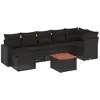 Image de vidaXL Ensemble de jardin canapé 8 pièces avec coussins noir poly rotin