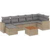 Image de vidaXL Ensemble de jardin canapé 8 pièces avec coussins Beige Poly Rattan