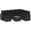 Image de vidaXL Ensemble de jardin canapé 8 pièces avec coussins noir poly rotin