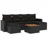 Image de vidaXL Ensemble de salon de jardin 7 pièces avec coussins noir poly rotin