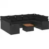 Image de vidaXL Ensemble de 10 canapés de jardin avec coussins noir poly rotin