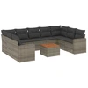 Image de vidaXL Ensemble de salon de jardin 10 pièces avec coussins Gris Poly Rattan
