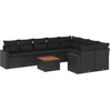 Image de vidaXL Ensemble de 10 canapés de jardin avec coussins noir poly rotin
