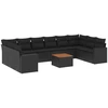 Image de vidaXL Ensemble de salon de jardin 11 pièces avec coussins noir poly rotin