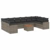 Image de vidaXL Ensemble de salon de jardin 11 pièces avec coussins Gris Poly rotin