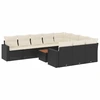 Image de vidaXL Ensemble de salon de jardin 11 pièces avec coussins noir poly rotin