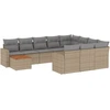 Image de vidaXL Ensemble de salon de jardin 11 pièces avec coussins Beige Poly Rattan