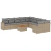 Image de vidaXL Ensemble de salon de jardin 11 pièces avec coussins Beige Poly Rattan