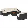 Image de vidaXL Ensemble de 10 canapés de jardin avec coussins noir poly rotin