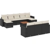 Image de vidaXL Ensemble de salon de jardin 11 pièces avec coussins noir poly rotin