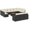 Image de vidaXL Ensemble de salon de jardin 14 pièces avec coussins noir Poly rotin