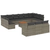 Image de vidaXL Ensemble de salon de jardin 14 pièces avec coussins Gris Poly rotin
