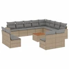 Image de vidaXL Ensemble de 13 canapés de jardin avec coussins Beige Poly Rattan