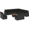 Image de vidaXL Ensemble de salon de jardin 14 pièces avec coussins noir Poly rotin