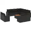 Image de vidaXL Ensemble de 12 canapés de jardin avec coussins noir poly rotin
