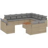 Image de vidaXL Ensemble de 13 canapés de jardin avec coussins Beige Poly Rattan